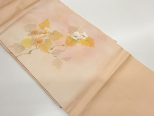 JAPANESE KIMONO / NAGOYA OBI / EMBROIDERY / LEAVES & FLOWER / ARTIST WORK